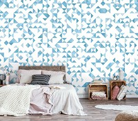 Флизелиновые фотообои на стену 416x254 см Светло синяя мозаика в треугольниках (11214VEXXXL) +клей