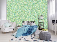 Флизелиновые фотообои 460x300 см Темно зеленая мозаика в треугольниках (11216V12) +клей