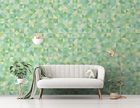 Флизелиновые фотообои с геометрическим рисунком 416x254 см Темно зеленая мозаика в треугольниках (11216VEXXXL) +клей