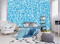 Флизелиновые фотообои геометрический узор 460x300 см Голубая мозаика в треугольниках (11217V12) +клей