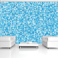 Флизелиновые фотообои абстракция 312x219 см Голубая мозаика в треугольниках (11217VEXXL) +клей