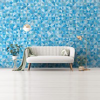 Геометрические флизелиновые фотообои 520x318 см Голубая мозаика в треугольниках (11217VEXXXXXL) +клей