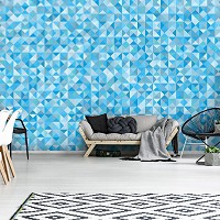 Флізелінові фотошпалери на стіні 416x290 см Синя мозаїка у трикутниках (11217VEXXXXL) +клей - вид 9 мініатюра