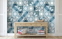 Красивые флизелиновые фотообои абстракция 520x318 см Светло синяя плитка в узорах (11219VEXXXXXL) +клей