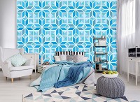 Абстракция флизелиновые фотообои 312x219 см Светло синяя плитка в звездах (11220VEXXL) +клей