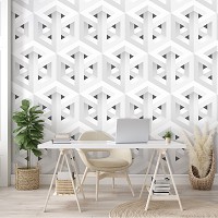 Флизелиновые фотообои абстрактные 3д соты 368x280 см Белая мозаика на шестигранниках (11225V10) +клей