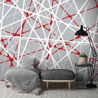 Современные флизелиновые фотообои на стену 416x254 см Геометрические линии в треугольниках (11228VEXXXL) +клей