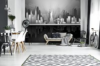 Флизелиновые фото обои геометрия в интерьере 254x184 см Нью-Йорк (11233V4)+клей