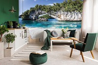 3d флизелиновые фотообои природа море 312x219 см Пляжный вид на пенистые волны океана (11236VEXXL) +клей