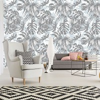 Готовые флизелиновые фотообои 416x254 см Тропические листья на светлом фоне (11238VEXXXL) +клей