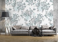 Флизелиновые фотообои в спальню над кроватью цветы 312x219 см Бледные листья в геометрии на светлом фоне (11239VEXXL) +клей