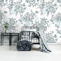 Абстрактные флизелиновые фотообои цветы 416x254 см Бледные листья в геометрии на светлом фоне (11239VEXXXL) +клей