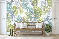 Флізелінові фотошпалери мистецтво цветы 520x318 см Різнокольорові листя на світлому фоні (11279VEXXXXXL) +клей