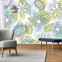 Флизелиновые фотообои цветы 368x254 см Разноцветные листья на светлом фоне (11279V8) +клей