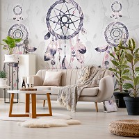 Флизелиновые фотообои искусство 312x219 см Изображения темно розового ловца снов на сером фоне (11283VEXXL) +клей