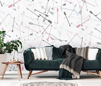 Флизелиновые фотообои 312x219 см Разноцветные стрелы на светлом фоне (11284VEXXL) +клей