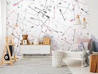 Абстрактные флизелиновые фотообои 416x290 см Разноцветные стрелы на светлом фоне (11284VEXXXXL) +клей