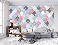 Популярные флизелиновые фотообои 368x280 см Ромбическая абстракция разных тонов (11285V10) +клей