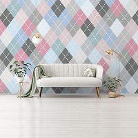 Флизелиновые фотообои абстрактные 416x254 см Ромбическая абстракция разных тонов (11285VEXXXL) +клей