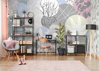 Флизелиновые фотообои в интерьере 368x280 см Круги с разными абстракциями в мозаике (11287V10) +клей