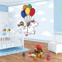 Флизелиновые фото обои воздушный шар и Единорог (11330V)+клей