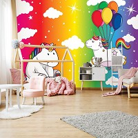 Флизелиновые фото обои шарики 254x184 см Единорог (11331V4)+клей