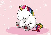 Флизелиновые фотообои детские для маленьких 368x254 см Милый единорог на розовом фоне в звездочках (11332V8) +клей - вид 1 миниатюра