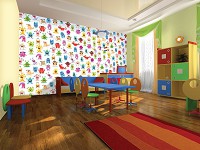 Флизелиновые фотообои детские космос 416x290 см Милые разноцветные монстрики на светлом фоне (11336VEXXXXL) +клей