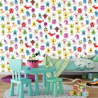 Флизелиновые детские фотообои на тему космос 520x318 см Милые разноцветные монстрики на светлом фоне (11336VEXXXXXL) +клей