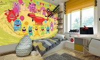 Флизелиновые детские фотообои космос для комнаты 460x300 см Милые монстрики в кругу друзей (11340V12) +клей - вид 5 миниатюра