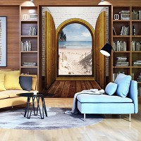 Фотообои флизелиновые 206x275 см Пляж за дверью (11350VEA)+клей