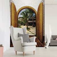 Флизелиновые тропические фотообои 206x275 см Пальма (11351VEA)+клей