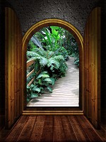 Флізелінові фотошпалери з природою в інтер'єрі 206x275 см Сад (11353VEA)+клей - вид 1 мініатюра