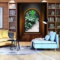 Флизелиновые фотообои с природой в интерьере 206x275 см Сад (11353VEA)+клей