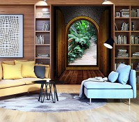 Флізелінові фотошпалери з природою в інтер'єрі 206x275 см Сад (11353VEA)+клей - вид 5 мініатюра