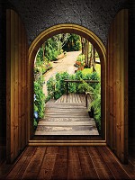 Флизелиновые фотообои с природой в интерьере 184x254 см Сад (11354V4A)+клей - вид 1 миниатюра