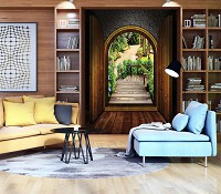 Флизелиновые фотообои с природой в интерьере 184x254 см Сад (11354V4A)+клей - вид 6 миниатюра