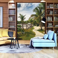 Флізелінові фото шпалери з листя пальми 184x254 см (11355V4A)+клей