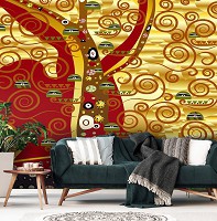 Современные флизелиновые фотообои на стену живопись 368x280 см Абстракция разноцветные узоры и линии (11367V10) +клей