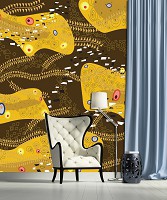 Флизелиновые фото обои абстракция на стену 206x275 см Репродукция картины Густава Климта (11368VEA)+клей