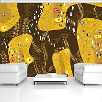 Флизелиновые фотообои красивые 312x219 см Оттенки золота в абстракции узоров (11368VEXXL) +клей