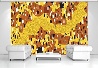 Современные флизелиновые фотообои на стену искусство 368x280 см Узоры и геометрия в абстракции золотого (11369V10) +клей