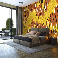 Флизелиновые фотообои на всю стену искусство 416x290 см Узоры и геометрия в абстракции золотого (11369VEXXXXL) +клей