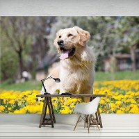 Флизелиновые фото обои весна природа 312x219 см Собака (11376VEXXL)+клей