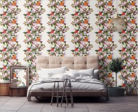 Искусство флизелиновые фотообои 416x254 см Птицы у цветов на светлом фоне (11389VEXXXL) +клей