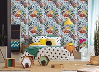 Флизелиновые фотообои искусство 368x280 см Букет ярких цветов на сером фоне (11391V10) +клей