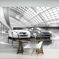 Флизелиновые 3Д фотообои с машинами 254x184 см Спортивные авто (11394V4)+клей