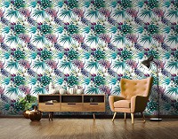 Абстракция флизелиновые фотообои 520x318 см Зеленые листья и белые цветы на светлом фоне (11395VEXXXXXL) +клей