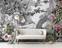 Флизелиновые фотообои лес 254x184 см Винтажный сад (11397V4)+клей