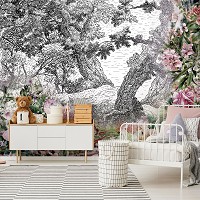 Природа флизелиновые фотообои 460x300 см Яркие цветы на фоне черно-белого леса (11397V12) +клей